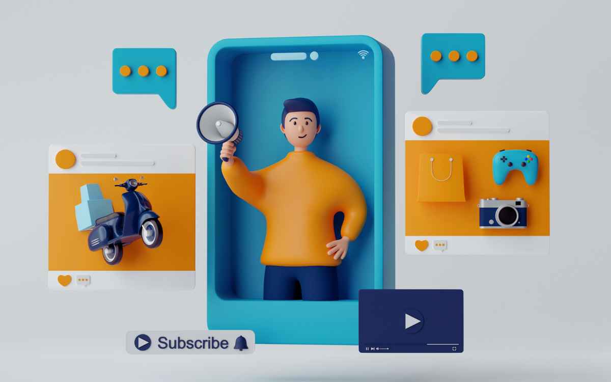 Vemos una representación visual en 3d de lo que hacen las empresas publicitarias al promocionar productos.